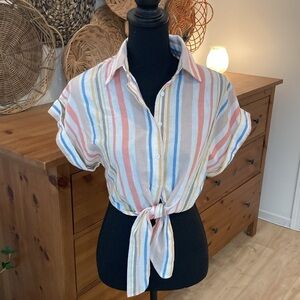 Cider striped knitted crop blouse